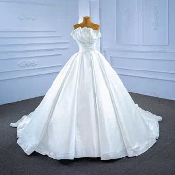 Luxe Haute Basse Ivoire Perle Satin Robe De Mariée 2021 Robe Boule Bustier Dos Nu Royal Train Mariage
