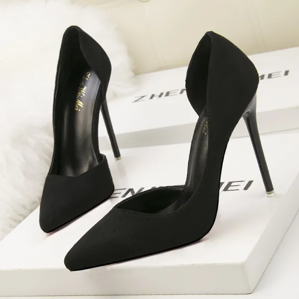 Chic / Belle Noire Bureau OL Chaussures Femmes 2020 10 cm Talons Aiguilles À Bout Pointu Talons
