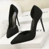 Hermoso Negro Oficina OL Zapatos De Mujer 2020 10 cm Stilettos / Tacones De Aguja Punta Estrecha De Tacón