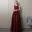 Chic / Beautiful Burgundy Evening Dresses  2018 A-Line / Princess Lace Flower Beading Crystal Scoop Neck Backless Sleeveless Floor-Length / Long Formal Dresses
