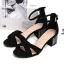 Chic / Belle Noire Vêtement de rue Daim Sandales Femme 2020 Bride Cheville 5 cm Talons Épais Peep Toes / Bout Ouvert Sandales