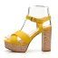 Fashion Yellow Street Wear Womens Sandals 2020 Ankle Strap 10 cm Thick Heels Open / Peep Toe Sandals