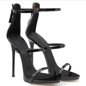 Sexy Noire Cocktail Sandales Femme 2020 Bride Cheville 12 Cm Talons Aiguilles Peep Toes Bout Ouvert Sandales
