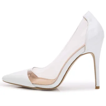 Chic Beautiful White Evening Party Pumps 2020 Leather 10 Cm Stiletto Heels Pointed Toe Pumps