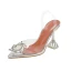 Transparent Silver Gatukläder Slingback Sandaler Dam 2020 Rhinestone 9 cm Stilettklackar Spetsiga Sandaler