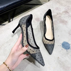Chic Beautiful Black Dancing Spotted Pumps 2020 7 Cm Stiletto Heels Pointed Toe Pumps