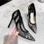 Charming Black Evening Party Lace Pumps 2020 10 cm Stiletto Heels Pointed Toe Pumps