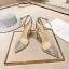 Sexy Transparent Silber Freizeit Sandalen Damen 2020 Strass Knöchelriemen 10 cm Stilettos Spitzschuh Sandaletten
