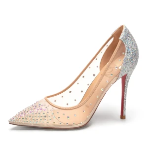 Charmant Silber Abend Strass Pumps 2020 Pailletten 10 Cm Stilettos Spitzschuh Pumps