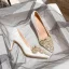 Chic / Belle Ivoire Perle Faux Diamant Chaussure De Mariée 2021 7 cm Talons Aiguilles À Bout Pointu Mariage Escarpins Talons Hauts