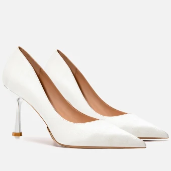 Chic Beautiful Ivory Office Ol Leather Pumps 2021 8 Cm Stiletto Heels Pointed Toe Pumps High Heels