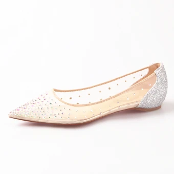 Chic Beautiful Summer Silver Street Wear Rhinestone Flat Womens Shoes 2020 Pointed Toe