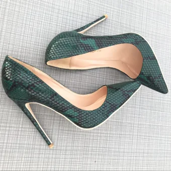 Chic Beautiful Ink Blue Street Wear Snakeskin Print Pumps 2020 12 Cm Stiletto Heels Pointed Toe Pumps