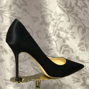 Élégant Noire Cocktail Cuir Satin Escarpins 2020 10 Cm Talons Aiguilles À Bout Pointu Escarpins