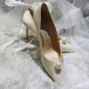 Elegant White Pearl Wedding Shoes 2020 Leather 10 cm Stiletto Heels Pointed Toe Wedding Pumps