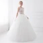 Chic / Beautiful White Wedding Dresses 2018 Ball Gown Beading Lace Flower Scoop Neck Sleeveless Floor-Length / Long