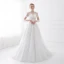 Schöne Weiß Brautkleider 2018 A Linie Schleife Mit Spitze Blumen Rundhalsausschnitt Rückenfreies 3/4 Ärmel Lange Hochzeit
