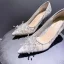 Charming Grey Crystal Wedding Shoes 2020 Lace 8 cm Stiletto Heels Pointed Toe Wedding Pumps