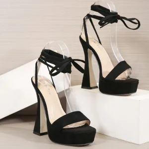 Sexy Black Rave Club Womens Sandals 2021 Ankle Strap 13 Cm Stiletto Heels Open Peep Toe Sandals High Heels
