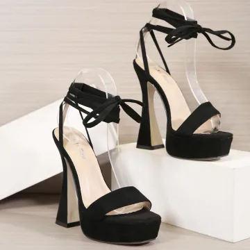 Sexy Noire Club De Carnaval Sandales Femme 2021 Bride Cheville 13 Cm Talons Aiguilles Peep Toes Bout Ouvert Sandales Talons Hauts