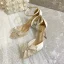Fashion Beige Evening Party Womens Sandals 2020 Leather Rhinestone Bow Ankle Strap 9 cm Stiletto Heels Pointed Toe Sandals