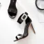 Fashion Black Rhinestone Evening Party Womens Sandals 2021 Ankle Strap 10 cm Stiletto Heels Open / Peep Toe Sandals High Heels