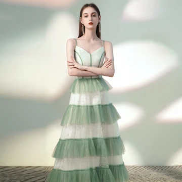 Chic Beautiful Sage Green Evening Dresses 2020 A Line Princess Spaghetti Straps Sequins Sleeveless Backless Floor Length Long Formal Dresses