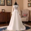 Elegant Ivory Wedding Dresses 2018 A-Line / Princess Organza Lace Scoop Neck Long Sleeve Sweep Train Wedding