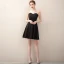 Chic / Beautiful Black Homecoming Short Graduation Dresses 2020 A-Line / Princess Square Neckline Pearl Short Sleeve Backless Formal Dresses