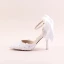 Elegant Ivory Wedding Shoes 2020 Rhinestone Lace Flower Bow 9 cm Stiletto Heels Pointed Toe Wedding Sandals