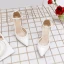 Élégant Ivoire Chaussure De Mariée 2020 Perle Bride Cheville En Dentelle Fleur 9 cm Talons Aiguilles À Bout Pointu Mariage Sandales