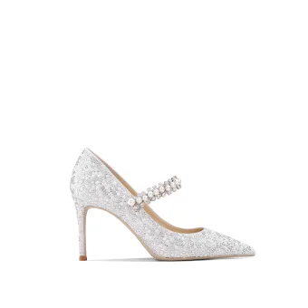 Luxe Ivoire Glitter Chaussure De Mariée 2020 Cuir Faux Diamant Perle 8 Cm Talons Aiguilles À Bout Pointu Mariage Escarpins