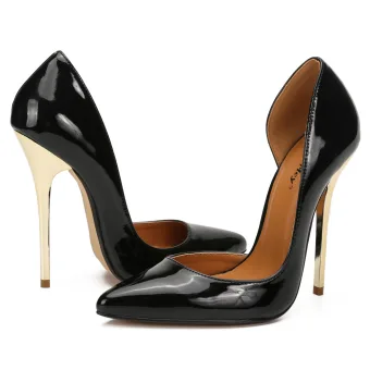 Chic Belle Noire Soirée Chaussures Femmes 2020 Cuir Verni 13 Cm Talons Aiguilles À Bout Pointu Talons