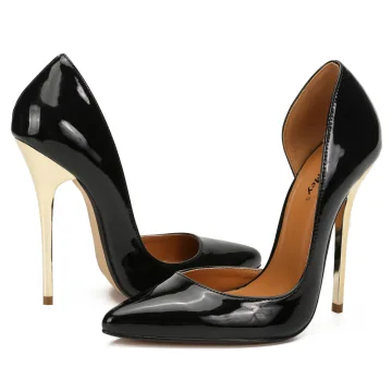 Chic Belle Noire Soirée Chaussures Femmes 2020 Cuir Verni 13 Cm Talons Aiguilles À Bout Pointu Talons