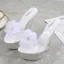 Transparent Charming Outdoor / Garden White Womens Sandals 2020 Flower 14 cm Wedges Open / Peep Toe Sandals