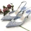 Charmant Himmelblau Strass Pailletten Brautschuhe 2020 Slingpumps 7 cm Stilettos Spitzschuh Hochzeit High Heels