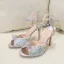 Sparkly Silver Rhinestone Wedding Shoes 2020 Leather Ankle Strap 10 cm Stiletto Heels Open / Peep Toe Wedding Sandals