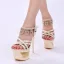 Unique Beige Club de carnaval Faux Diamant Sandales Femme 2020 Bride Cheville 16 cm Talons Aiguilles Peep Toes / Bout Ouvert Sandales