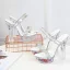 Transparent Sexy Weiß Karneval Club Strass Sandalen Damen 2020 14 cm Thick Heels Spitzschuh Sandaletten