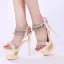 Charmant Sexy Été Beige Club de carnaval Sandales Femme 2020 Faux Diamant Bride Cheville 15 cm Talons Aiguilles Peep Toes / Bout Ouvert Sandales