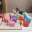 Transparent Summer Rave Club Womens Sandals 2020 17 cm Thick Heels Open / Peep Toe Sandals