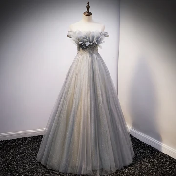 Mode Sølv Glitter Gallakjoler 2021 Prinsesse Off The Shoulder Beading Perle Pailletter Ærmeløs Halterneck Lange Galla Kjoler