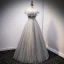 Mode Sølv Glitter Gallakjoler 2021 Prinsesse Off-The-Shoulder Beading Perle Pailletter Ærmeløs Halterneck Lange Galla Kjoler