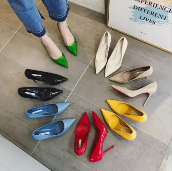 Modest Simple White Office Patent Leather Pumps 2020 8 Cm Stiletto Heels Pointed Toe Pumps