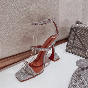 Sexy Zilveren Zomer Feest Rhinestone Sandalen Dames 2020 9 Cm Naaldhakken Stiletto Peep Toe Sandalen