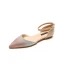 Schöne Sommer Beige Strassenmode Pailletten Flache Sandalen Damen 2020 Knöchelriemen Spitzschuh Sandaletten