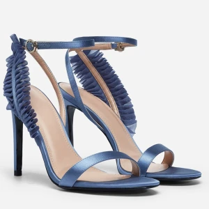 Chic Belle Océan Bleu Cocktail Sandales Femme 2020 Cuir Bride Cheville 9 Cm Talons Aiguilles Peep Toes Bout Ouvert Sandales