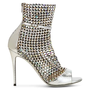 Sexy Zilveren Doorboord Rhinestone Feest Sandalen Dames 2020 Leer 9 Cm Naaldhakken Stiletto Peep Toe Sandalen