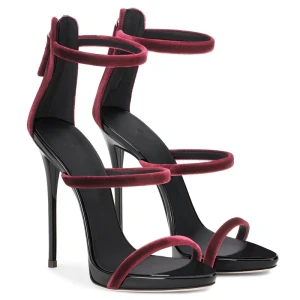 Sexy Été Bordeaux Cocktail Sandales Femme 2020 Cuir Daim Bride Cheville 11 Cm Talons Aiguilles Peep Toes Bout Ouvert Sandales