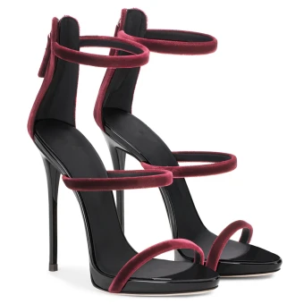 Sexy Summer Burgundy Cocktail Party Womens Sandals 2020 Leather Suede Ankle Strap 11 Cm Stiletto Heels Open Peep Toe Sandals